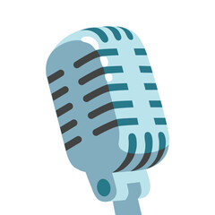 Studio Microphone vector flat icon design. Isolated radio, broadcasting, music, recording, and podcast sign.