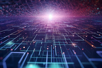 abstract technology blockchain background for desktop in cyberstyle sunset design.