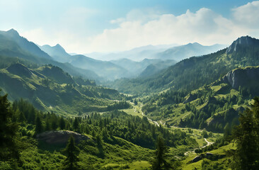 Mountain landscape, painting, Generative AI