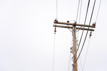 network of high voltage overhead power lines represents the dynamic energy and interconnectedness...