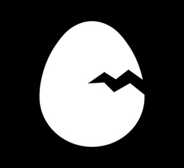 Cracked egg icon. Broken egg. High quality white icon.