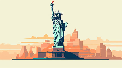 creative illustration of the statue of liberty in new york in usa. Generative AI - obrazy, fototapety, plakaty