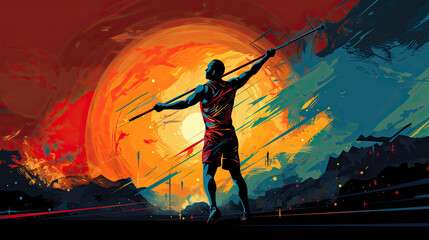 colorful creative illustration of an athlete. Generative AI