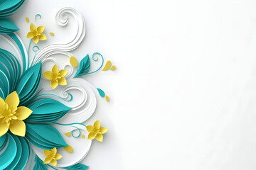 Fototapeta na wymiar floral elements on white blank background wallpaper