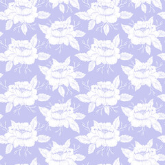 Chines peonies flower seamless pattern for textile. Hand drawn ink floral background