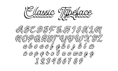 vintage retro style colorful vector alphabet font typography typeface