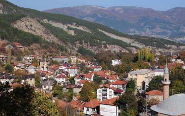 Fototapeta na wymiar Mudurnu Town, located in Bolu, Turkey, is an important tourism city with its old Ottoman houses and historical monuments.
