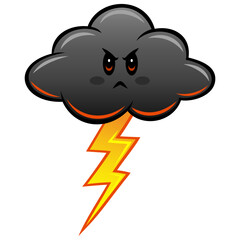 Cloud Dark Angry Cartoon Illustration Character Design Vector