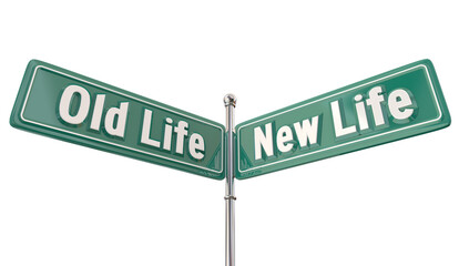 Old Life Vs New Street Road Signs Change Direction 3d Illustration