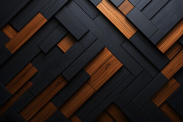 Intersecting wooden patterns on dark tiles