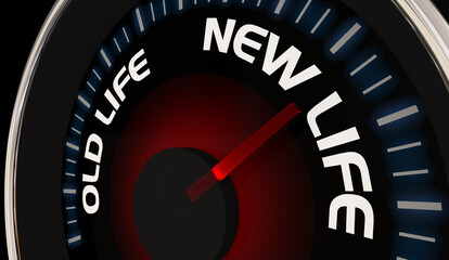 New Life Vs Old Speedometer Fast Change Attitude Outlook Future 3d Illustration.jpg