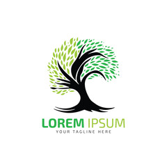 Tree logo icon symbol vector illustration design illustration silhouette isolated on white background.