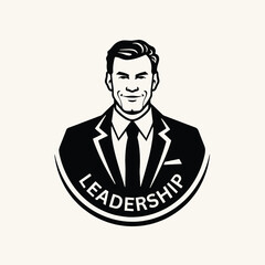 Business leadership and visionary to lead company success, career direction or work achievement concept, smart businessman logo, isolated