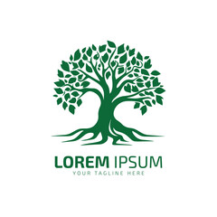 Obraz premium tree logo icon vector template design illustration isolated silhouette on white background.