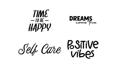 Inspirational and motivational quotes. Calligraphic lettering inspiring phrases. Handwriting positive mentality messages.