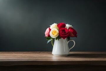 bouquet of red roses in a vase AI Generated 