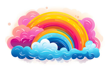 rainbow and clouds cartoon painting