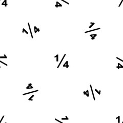 Seamless pattern of repeated black quarter fraction symbols. Elements are evenly spaced and some are rotated. Vector illustration on white background