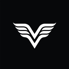 V logo, Abstract universal premium logo design, white color on black background, Vector symbol