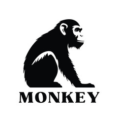 Monkey mascot logo, sideview, vector illustration isolated