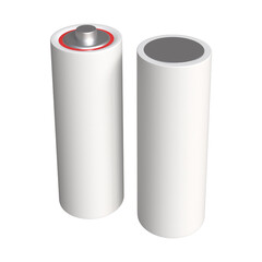 3d AAA or AA batteries rendering, close up, carbon zinc batteries, rechargeable batteries, mockup. blank batteries for design 