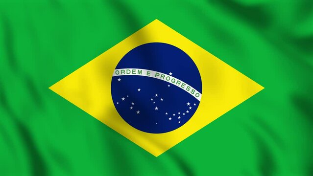 Looped background animation of the waving flag of Brazil