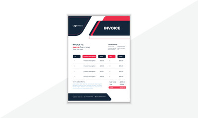 Invoice Design Template With Vector Shape And Colorful Background