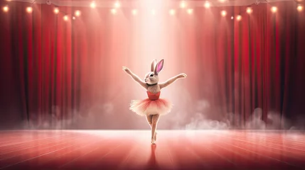 Foto op Plexiglas Elegant Bunny Ballerina on Stage © Maxim