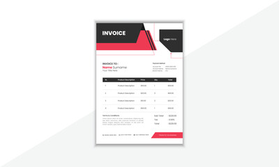 Modern And Professional Invoice Design Template With Colorful Shape And Vector Background