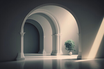Hallway Archway with Natural Light Empty Room Cream Beige Neutral Minimal Clean Interior