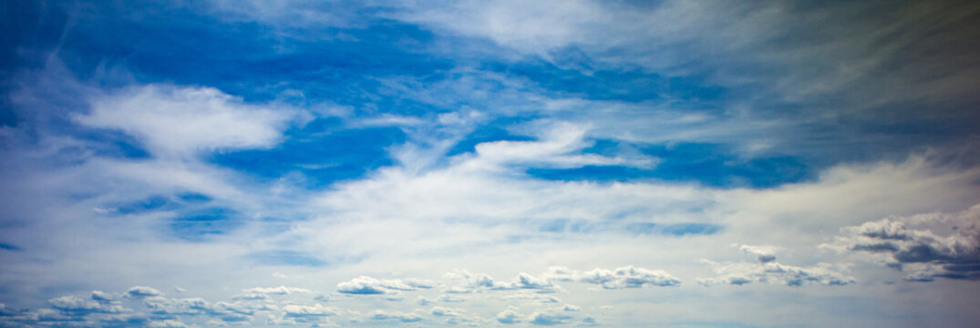 Blue sky with high and low clouds 
