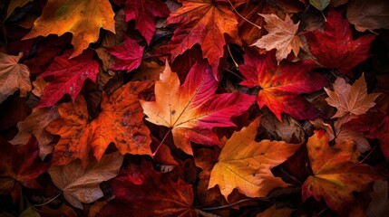 Naklejka na ściany i meble autumn leaves background. Generative AI