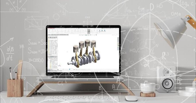 Engine computer math, mechanical engine, 3d engine