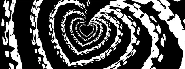 background hearts with brush texture on black background