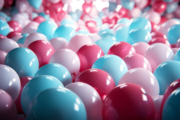 Fototapeta na wymiar Gender reveal pink and blue balloons