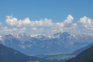 Mountain landscape in Stubaital, Austria. With space for text.