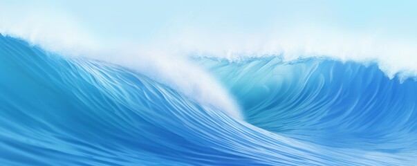 Fototapeta na wymiar Big breaking blue ocean wave. Surfing abstract wave banner - Generative AI