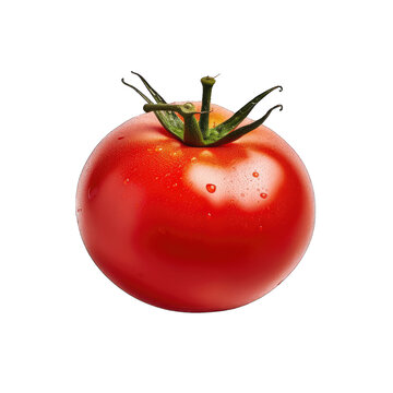 a ripe red tomato with glistening water droplets