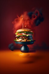 beef burger topped with melted cheese crispy bacon and tangy barbecue sauce ai generation