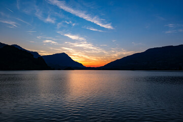 Beautiful sunset over the lake - Lauerz, Switzerland