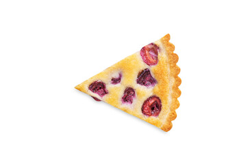 Cherry frangipane cake on a white isolated background