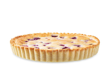 Cherry frangipane cake on a white isolated background
