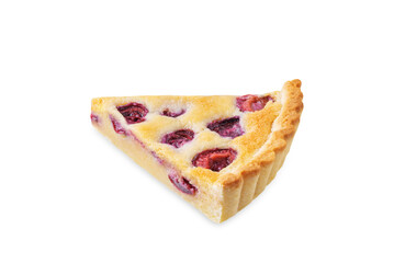 Cherry frangipane cake on a white isolated background