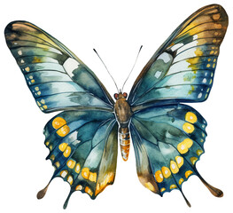 Watercolor illustration of a butterfly. Ai illustration. Transparent background, png