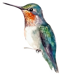 Watercolor illustration of a hummingbird. Ai illustration. Transparent background, png