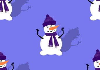 Cartoon snowman seamless Christmas pattern for new year accessories and wrapping paper and kids clothes print
