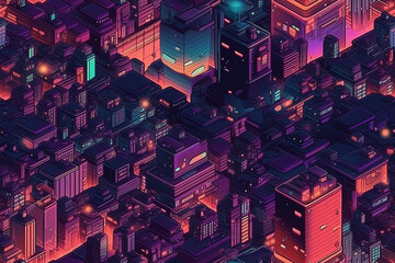 Dynamic Metropolis: Vibrant Isometric Cityscape Illustration