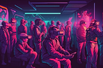 Synthwave Immersion: VR Headset in Retro-Futuristic Art, ai