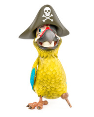 parrot cartoon is standing up and smiling