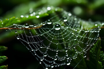 A macro shot of a dew-kissed spider web, glistening in the morning light.
Created with Generative AI